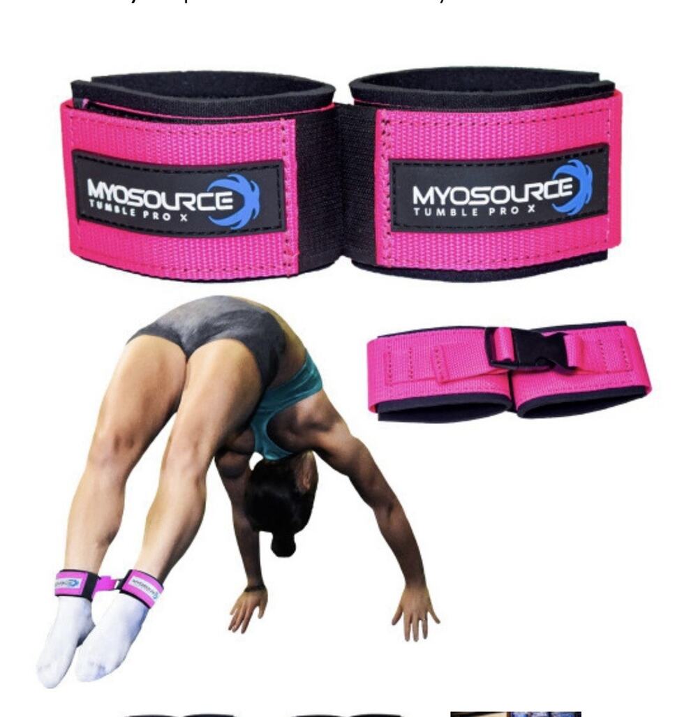 MyoSource Tumble Pro X Gymnastics Ankle Straps Pink Black Pair Cheer Tumbling